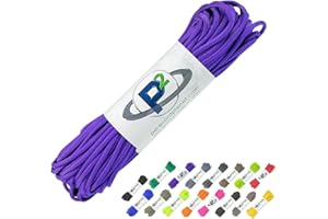 Paracord Planet 100' Hanks Parachute 550 Cord Type III 7 Strand Paracord Top 40 Most Popular Colors (Acid Purple)