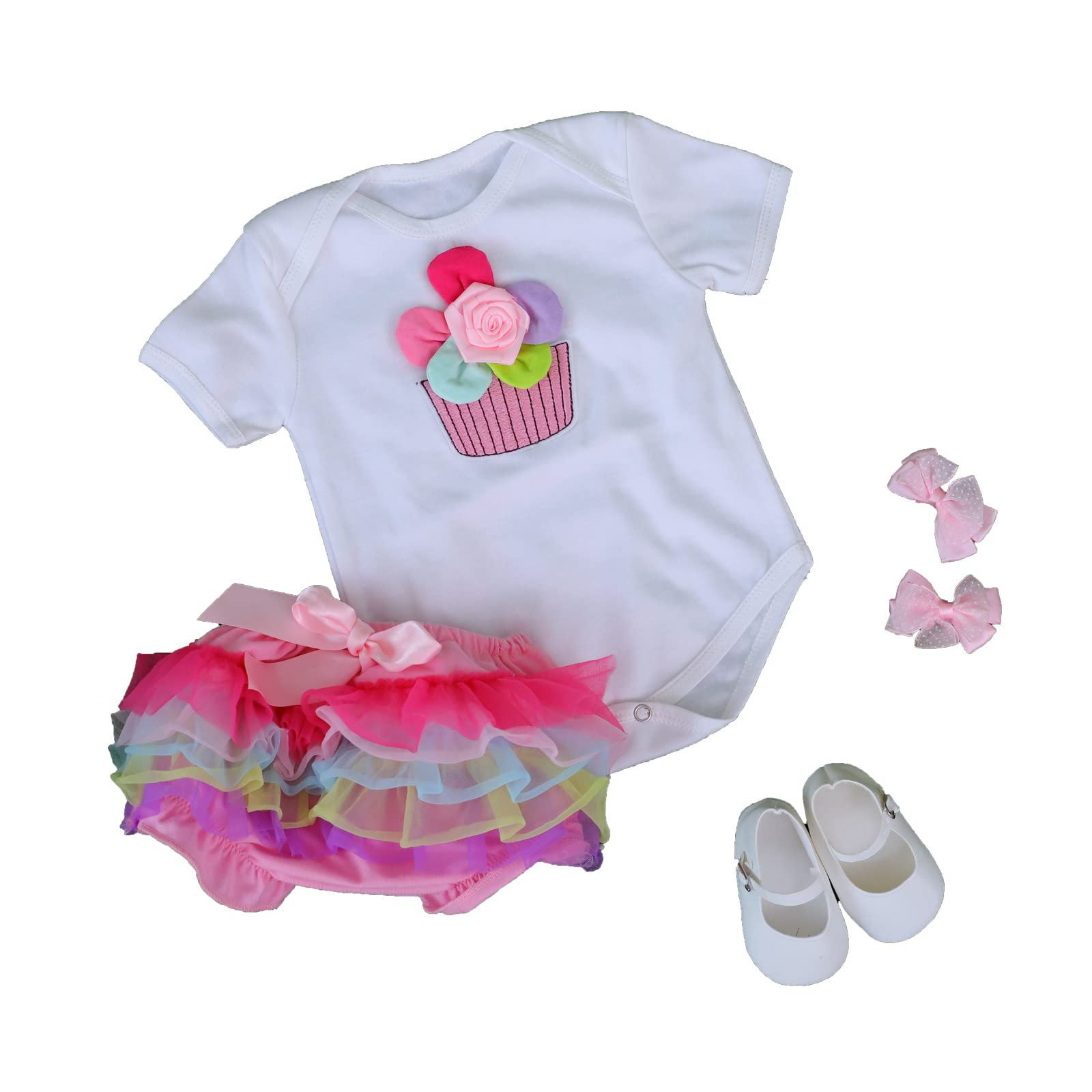 SYP Reborn Doll Clothes Suit For 22-24 Inch Color Skirt Reborn Clothes For Girls New Reborn Babies Clothing Reborn Toddler 24 Inch Clothes Cute Reborn Clothes Summer Reborn Dolls 4 Pieces Accessories