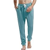 AMY COULEE Men's Casual Joggers Cotton Sweatpants Workout Athletic Pants with Pockets Drawstring Gym Running Pants