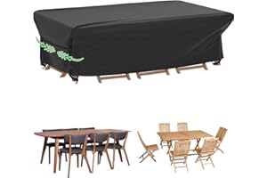 Velway Patio Furniture Covers Waterproof - 420D Heavy Duty 84"Lx52"Wx29"H Rectangular Table Chair Sofa Set Cover Super Windpr