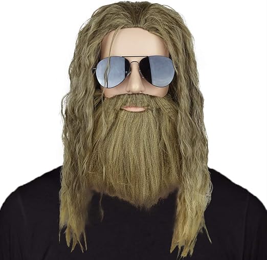 Amazon Com Thor Wig Long Curly Golden Brown Hair And Beard Thor