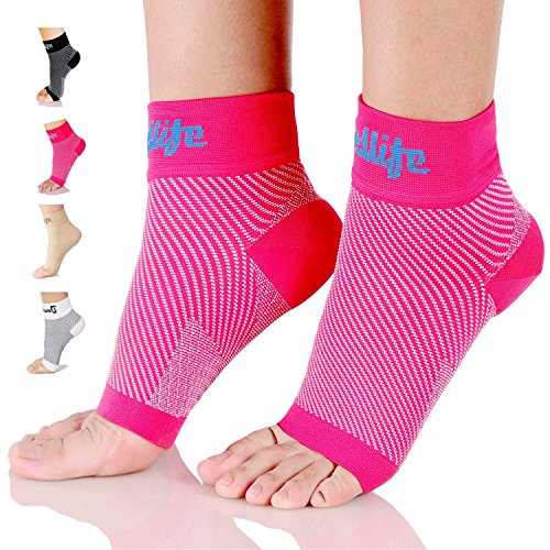 Dowellife Plantar Fasciitis Socks, Ankle Brace Compression Support Sleeves & Arch Support, Foot Compression Sleeves, Ease Swelling, Achilles Tendonitis, Heel Spurs for Men & Women (Pink S)