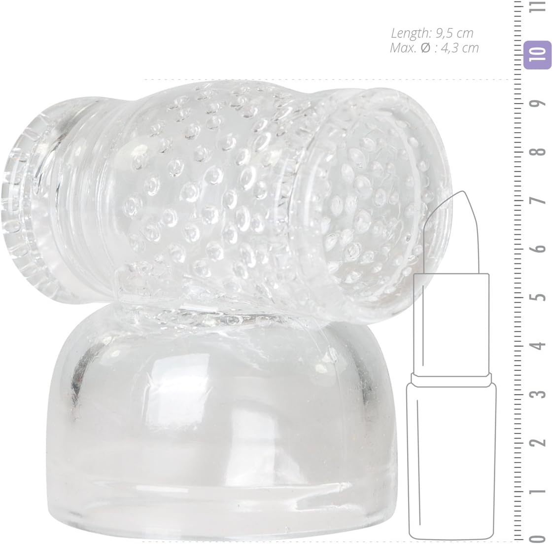 Easytoys Wand Collection Clear Masturbator and Attachment, Transparent - Image 5