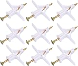 Yibaijia 100 Plasterboard Wall Plugs and Screws Set White view 1