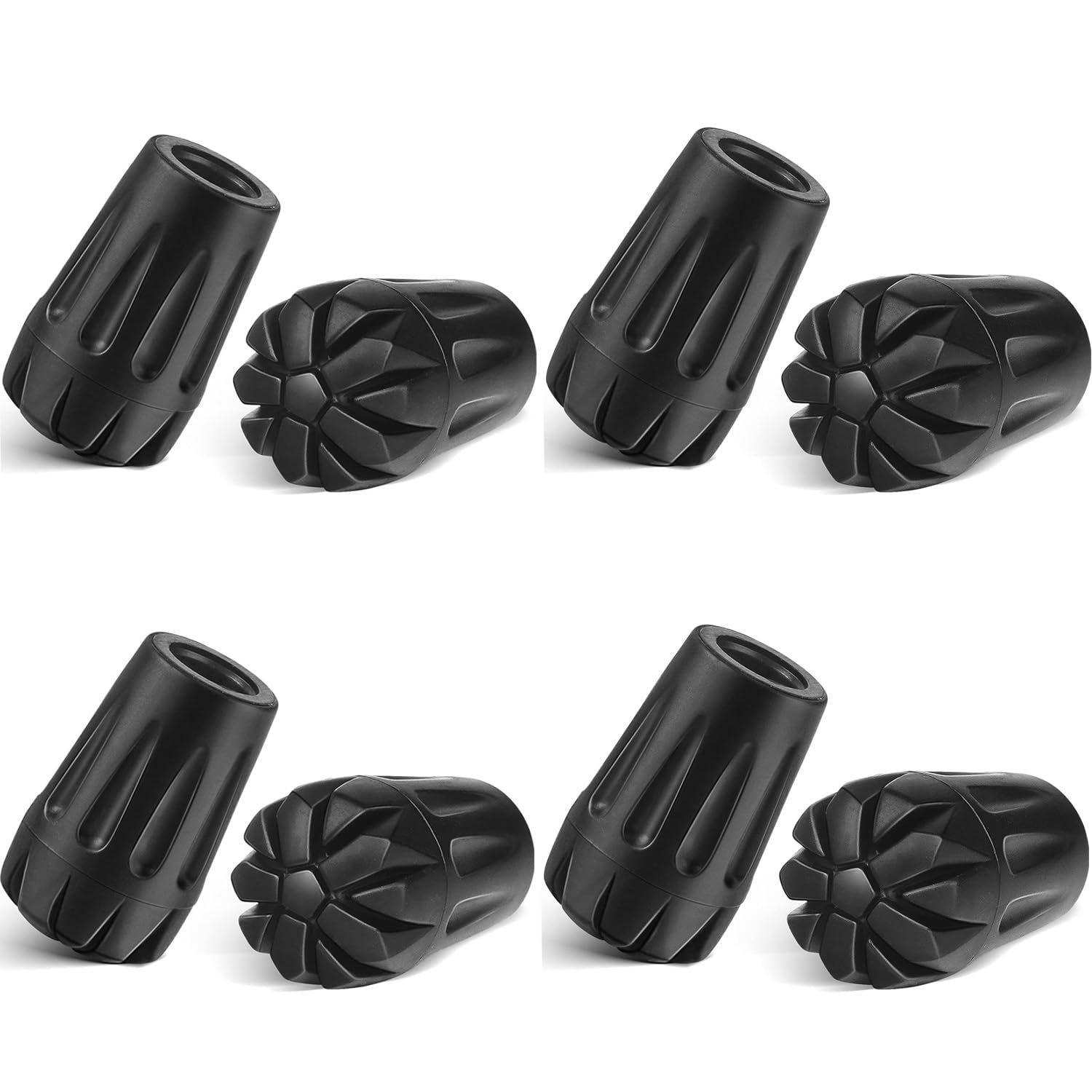 Pack of 8 Nordic Walking Poles Rubber Buffer Stoppers for Trekking Poles - Replacement for Asphalt, Gravel and Mountains（A,B） (A)