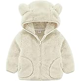 AIWUHE Toddler Boys Girls Hooded Fleece Jacket Cute Bear Hoodie Zip Up Teddy Coat Sherpa Winter Warm Outwear With Pocket 1-6Y