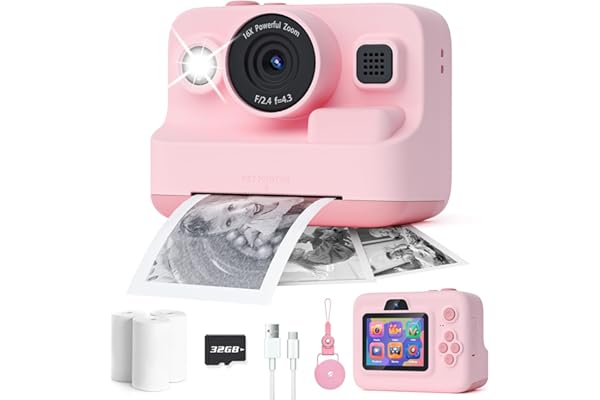 Dylanto Kids Camera Instant Print,1080P Kids Instant Cameras that Print Photos,Christmas Birthday Gifts for Girls Age 3-12,Portable Toy for 3 4 5 6 7 8 9 10 Year Old Girls Boys Pink