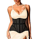 ChiaoLezhee Women's Mesh Underbust Corset, 20-Bone Lightweight Hourglass Waist Cincher, Shapewear for Under Dresses & Outfits