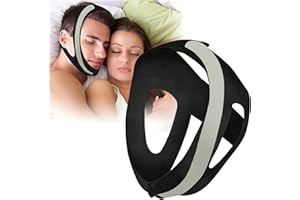 HDSMNGY Anti Snoring Chin Strap for CPAP Users,Adjustable and Breathable Chin Strap-Keep Mouth Closed for Effectively Reduce Snoring,Non-Stick Hair,Don't Fade,Skin-Friendly Comfortable Sleeping (White+Black)