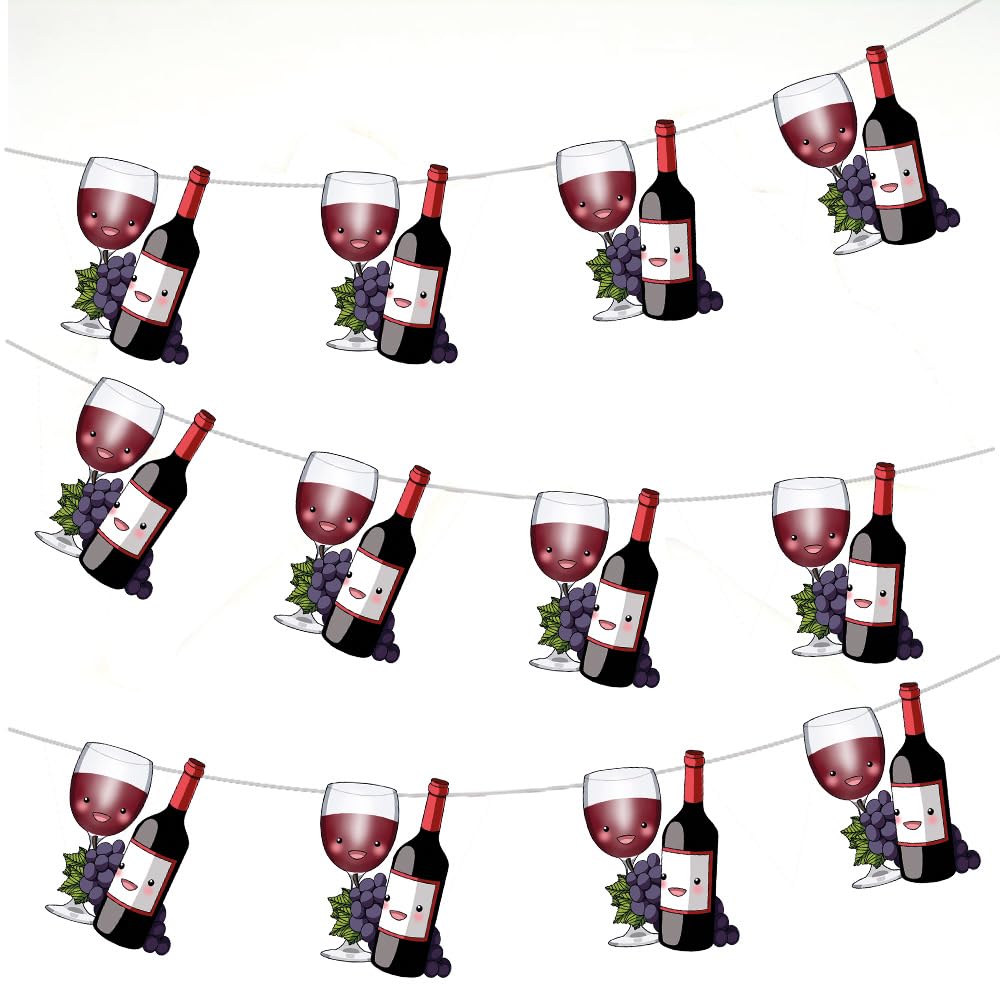 AK Giftshop Red Wine Bunting Party Decorations - 12pcs / 2.5m Ribbon