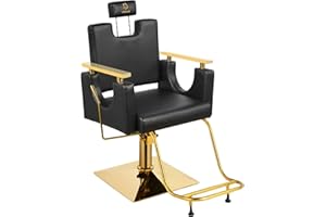 LUXMARS Heavy Duty Barber Chair, 360° Swivel Reclining Salon Chair for Hair Stylist, Height Adjustable Hydraulic Hairdressing Chair with Footrest for Barber Shop, Beauty Salon, Hairdressers