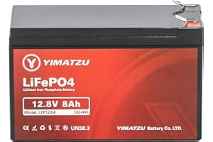 YIMATZU 12V 8Ah LiFePO₄ Battery – Grade-A Lithium Iron Phosphate with Smart BMS & 5000+ Cycle Lightweight Deep-Cycle Power fo
