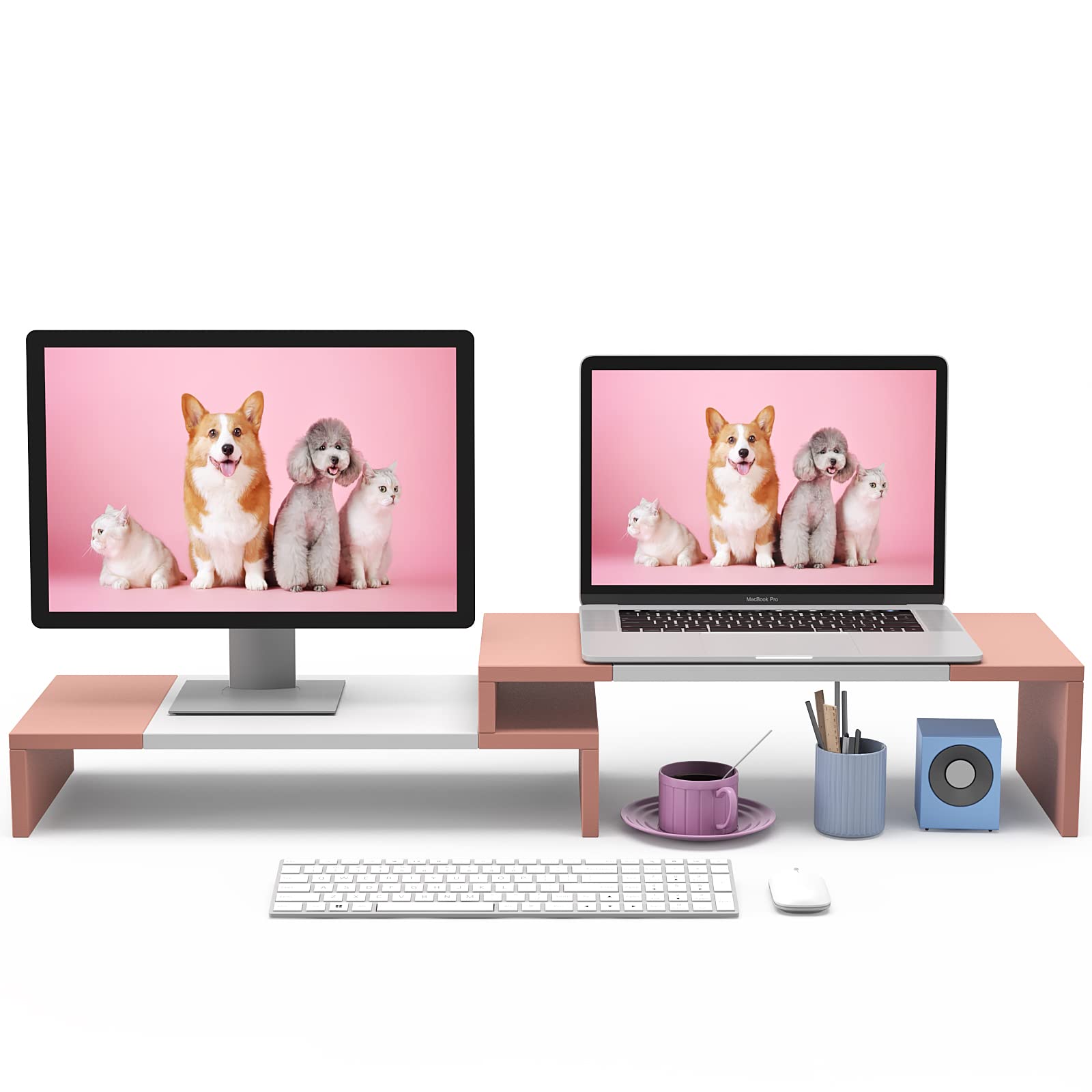 WESTREE Dual Monitor Stand - Monitor Stand Riser - 2 Shelf Computer ...