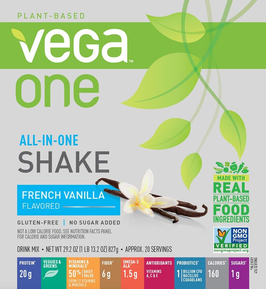 Vega One All in One Nutritional Shake French Vanilla - Plant Based Vegan Protein Powder, Non Dairy, Gluten Free, Non GMO, 29.2 Ounce (Pack of 1): Health & Personal Care