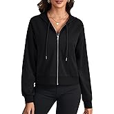 LYANER Women's Hoodies Long Sleeve Full Zip Up Basic Casual Cropped Sweatshirts
