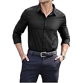 VIPWOLF Men's Long Sleeve Dress Shirts Button Down Business Work Office Shirt Top