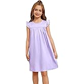 Jxstar Girls Nightgowns Toddler Pajamas Silk Satin Flutter Sleeve Princess Dress Nightie Sleepwear for Little Girls