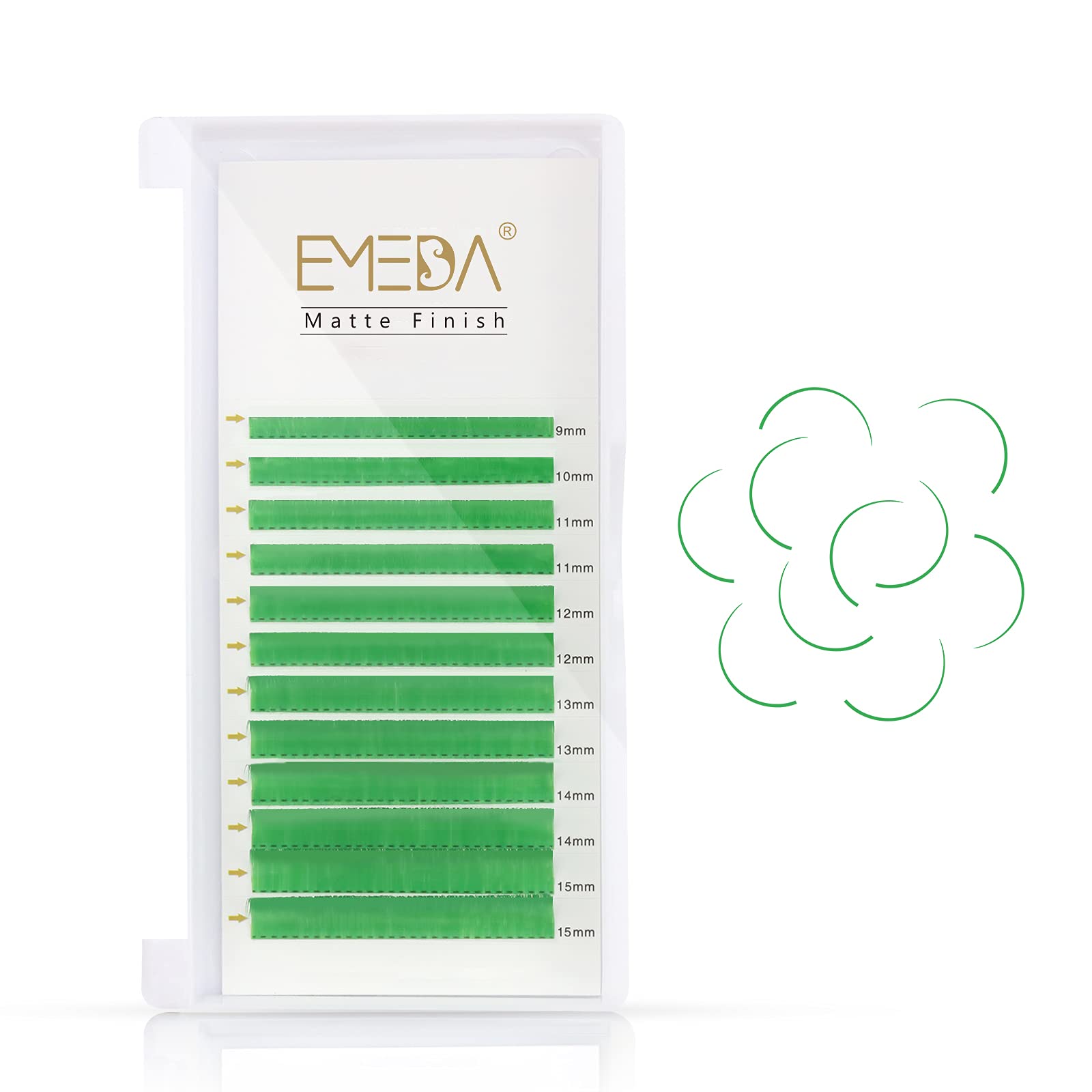 EMEDA Green Eyelash Extensions Flat Lashes Colorful Green Light Lash Extensions 0.07mm D Curl 9-15mm Mixed Matte Individual Salon Use Lashes Extensions (0.07mm D 9-15mm green)