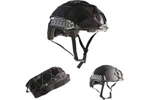 BOOIU Airsoft Helmet, PJ Type Tactical Fast Helmet with Cover, Paintball Military Tactical Gear with Front NVG Mount Side Rail and Breathable Vent Holes for Cosplay Outdoor Activities