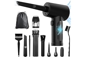 S·WONIU Compressed Air Duster,Car Vacuum，Electric Air Duster and Vacuum 2 in 1, 3 Speeds 100000 RPM Cordless Air Blower, Reusable Air Duster for Computer, Keyboard, Swimming Ring, Car with LED Light