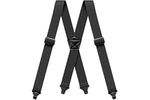 Suspenders for Men Heavy Duty Work 4cm Wide X-Back with 4 Plastic Gripper Clasps Adjustable Elastic Trouser Pants Braces