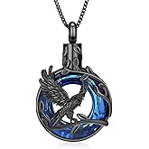 QGJNSGC Tree of Life Urn Necklace for Ashes Eagle Ring Cremation Jewelry Eagle Keepsake Memorial Human Pets Ash Pendant Holder Gift for Women Men