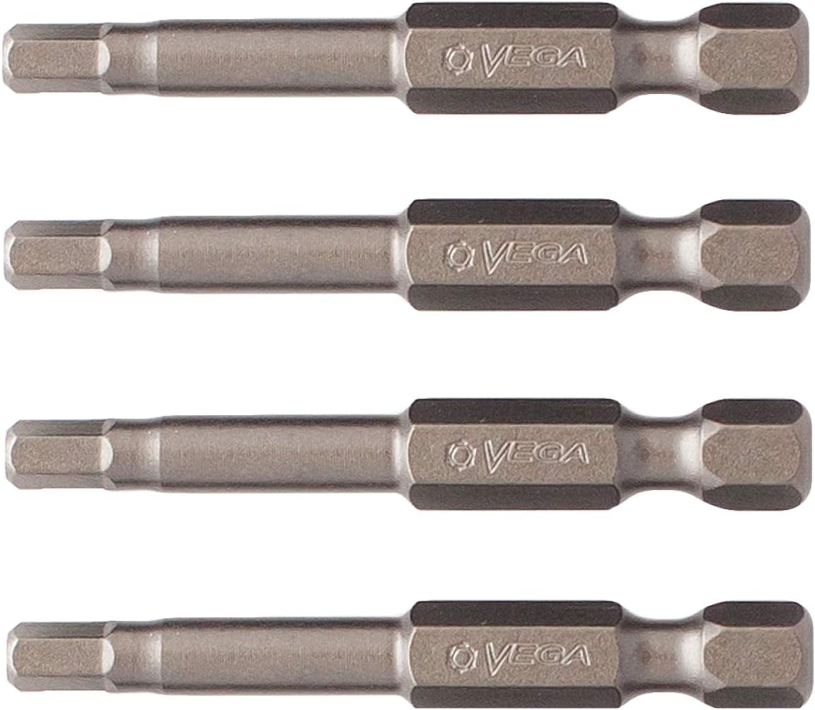 VEGA 4mm Hex Power Bits. Professional Grade ¼ Inch Hex Shank 4mm, 2