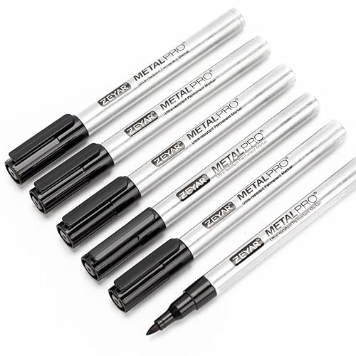ZEYAR Permanent Marker Pens, Extra Fine Tip(1mm), Waterproof Smear Proof  ink, Aluminum Barrel, Quick Drying- Great on Plastic,Wood,Stone,Metal and 