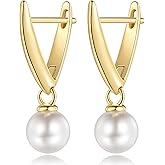 Gold and Pearl Earrings for Women 14K Gold Earrings for Women Trendy Pearl Earring Dangling Unique Charm-Filled Experience Small Drop Pearls Earring