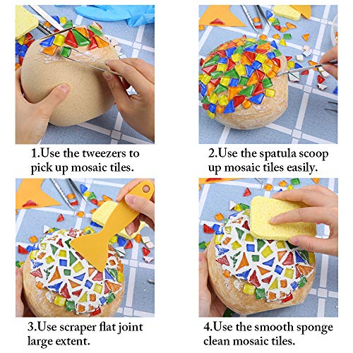 image for PP OPOUNT 18 Pieces Mosaic Tiles Tools Kit Including 2 Pieces Scrapers