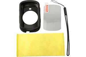 Lawnoval Silicone Case Cover with Tempered Glass Screen Protector 530 for Bike Computer, for Black