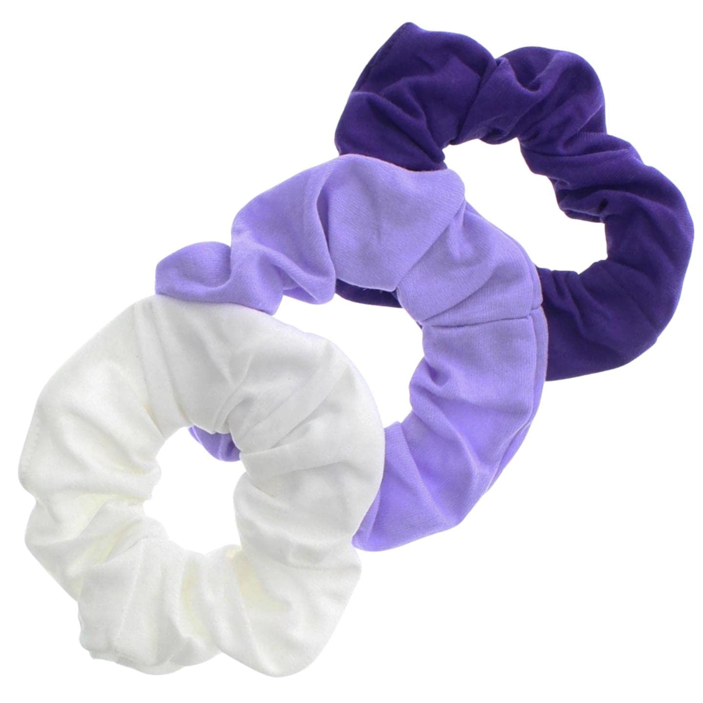 Topkids Accessories Soft Jersey Fabric Hair Scrunchies - Soft Elastic Bobble Hair Bands for Women, Ladies, Girls & Children - Pack of 3 (Purple)