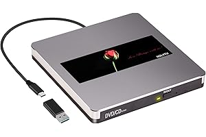 NOLYTH External DVD Drive USB 3.0 Type-C CD/DVD Burner Portable DVD Player for Laptop Disc Drive Slim Optical Drive CD ROM Ex