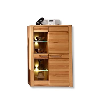 Stella Trading Nature Plus Vitrine, Vitrinenschrank, Buche, Braun, (B/H/T) 85 x 127 x 40 cm