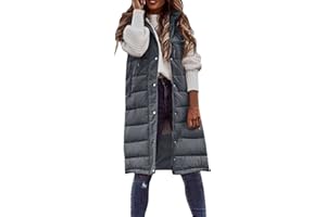JMMSlmax Womens 2023 Fall Reversible Vests Sleeveless Fleece Jacket Long Warm Winter Coat Outerwear Zip Up Hoodie Pockets