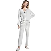SIORO Ladies Soft Pajamas Set 2 Piece Modal Long Sleeve Loungewear for Women, Button Up Sleepwear Pj Outfits