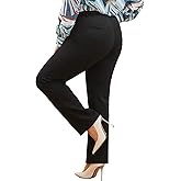 DGD Plus Size Women's Straight-Leg Dress Pants - Slacks for Business Casual,Work Clothes for Office