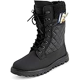 POLAR Womens Memory Foam Outside Pocket Inside Zip Thermal Waterproof Deep Tread Rubber Sole Snow Boots
