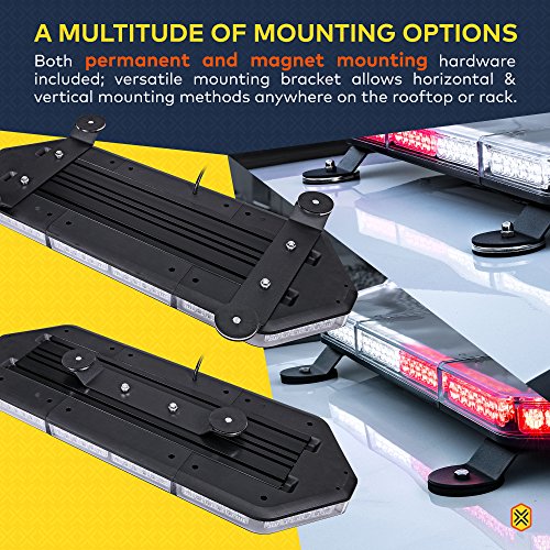 LAMPHUS NanoFlare NFMB80 26" 80W LED Mini Light Bar [SAE Class 1] [63 Flash Patterns] [Plug & Play 12ft Cord] [Magnet/Permanent Mount] Emergency Strobe Hazard Warning Light - Amber White - Thumbnail 4