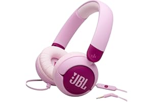 JBL Junior 320 - Wired on-Ear Kids Headphones Safe Sound (<85dB), Built-in mic, Fit for Kids and Customizable with Included Stickers (Purple)