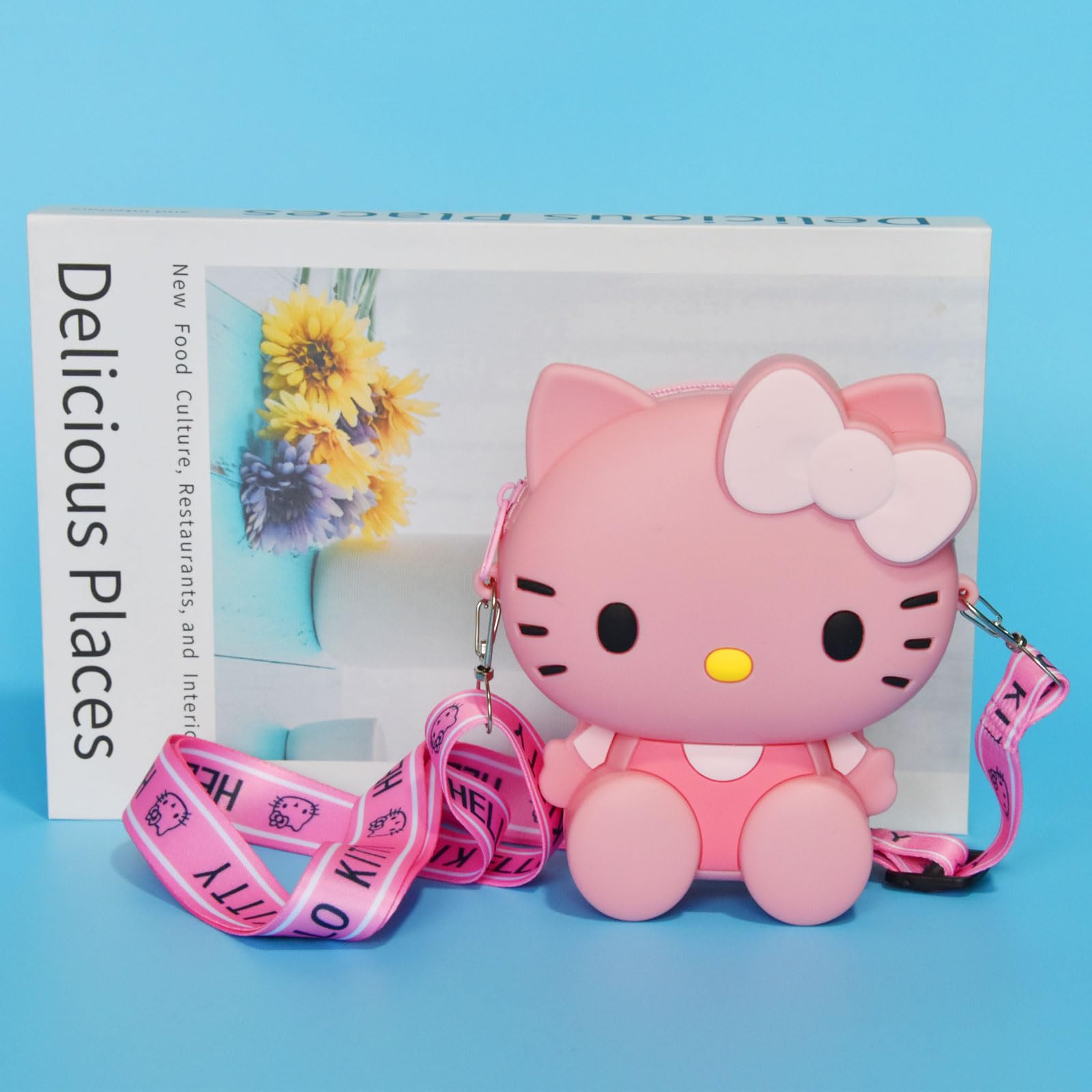 ENENSET Kitty Crossbody Bag with Adjustable Shoulder Strap, Handbag with Zipper Cute Mini Anime Kitty Coin Wallet Purse