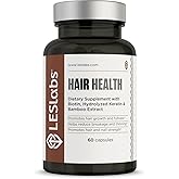 LES Labs Hair Health – Hair Growth & Nails Supplement, Improved Thickness, Strength & Fullness – Keratin, Biotin, Pumpkin Seed & MSM – 60 Capsules