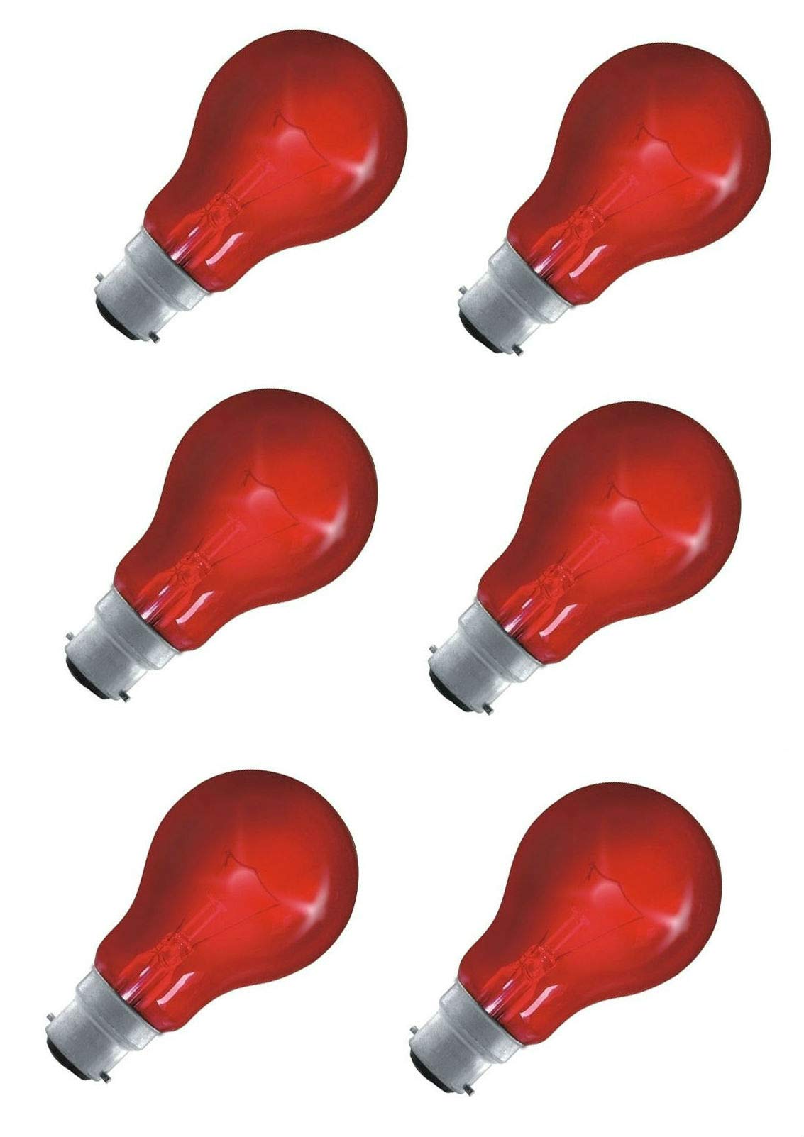 FIND A SPARE Fireglow Light Bulbs 60W BC/B22 Red Glow GLS Incandescent Lamps Pack of 6