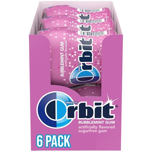 ORBIT GUM BUBBLE MINT SUGAR FREE CHEWING GUM BULK PACK, 55 CT BOTTLE, BULK (PACK OF 6)