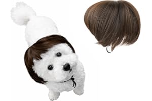 DS. DISTINCTIVE STYLE Dog Wig for Small and Medium Breeds Trimmable Pet Costume Accessories Cat Cosplay Prop for Halloween, C