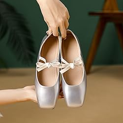 Hee grand Bowknot Mary Jane Flats for Women Shiny