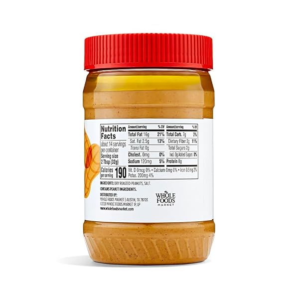 365 BY WHOLE FOODS MARKET, CREAMY PEANUT BUTTER, STIR AND ENJOY, 16 OUNCE
