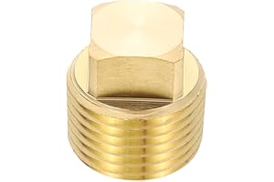 PATIKIL 1/2" NPT Male Brass Square Plug Fitting, Brass Cored Plug with Square Head Pipe Fitting Tubing End Sealing Cap for Bo