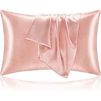 BEDELITE Satin Silk Pillowcase for Hair and Skin, Coral Pillow Cases Standard Size Set of 2 Pack Super Soft Pillow Case with
