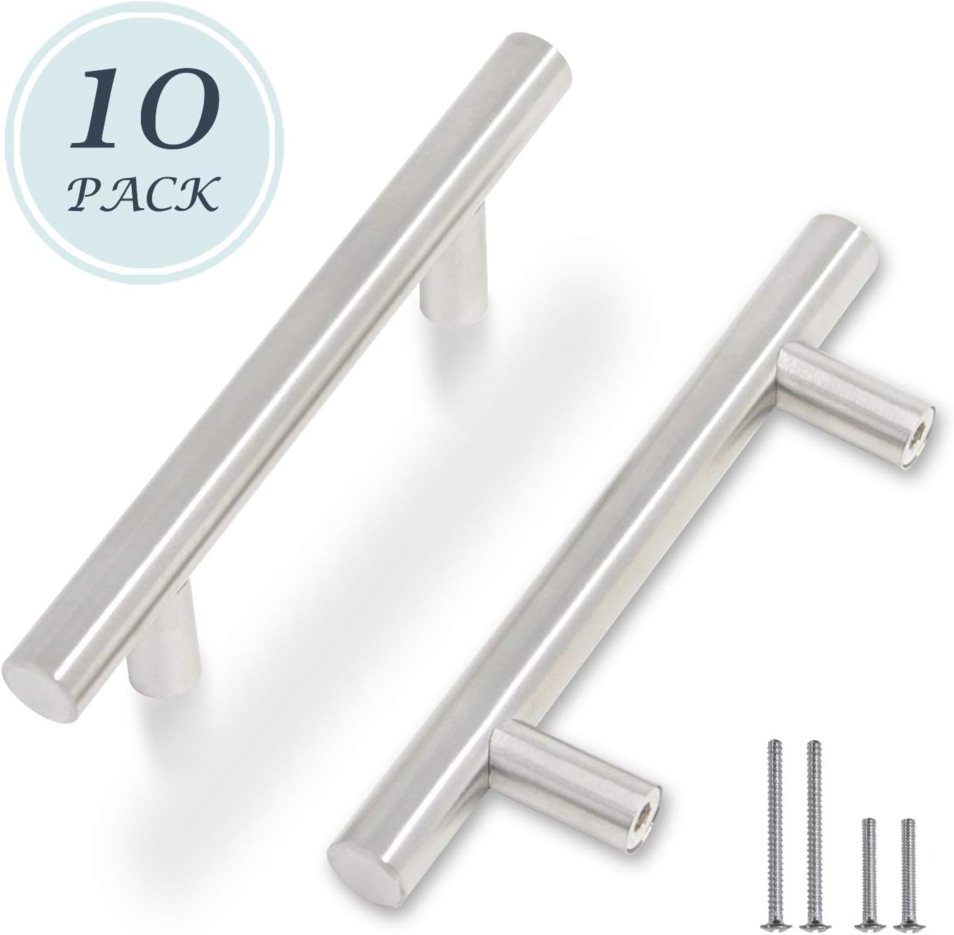 10 Pack 76mm Kitchen T Bar Handle Stainless Steel Cupboard